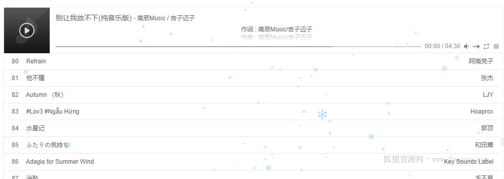 图片[2] - 给网站增加一款简洁而功能强大的音乐播放器 - 狐狸资源网